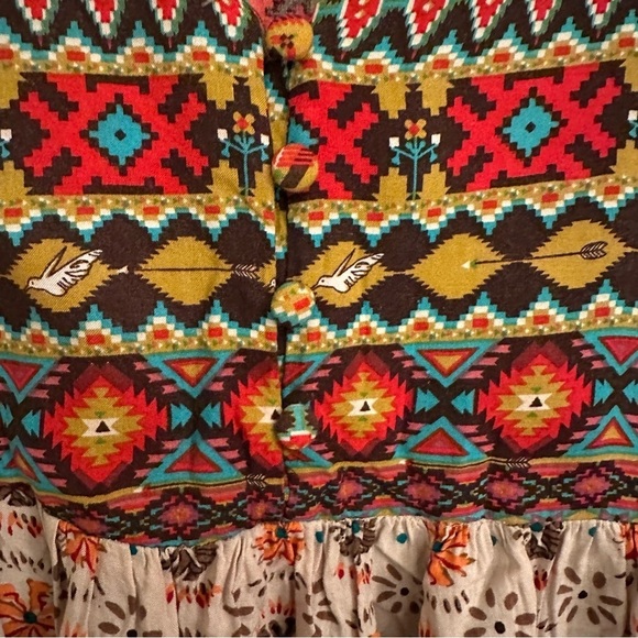 Umgee Bohemian Hippie Multicolored Babydoll Top Size Small - Picture 6 of 8